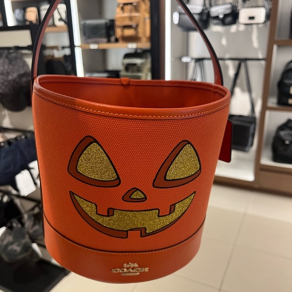 Coach Orange Halloween Bucket Bag-CW533 - Picture 1 of 4